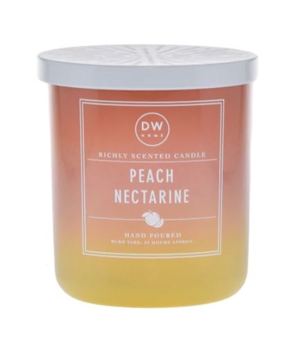 נר בכלי זכוכית ומכסה מעוטר - Peach Nectarine